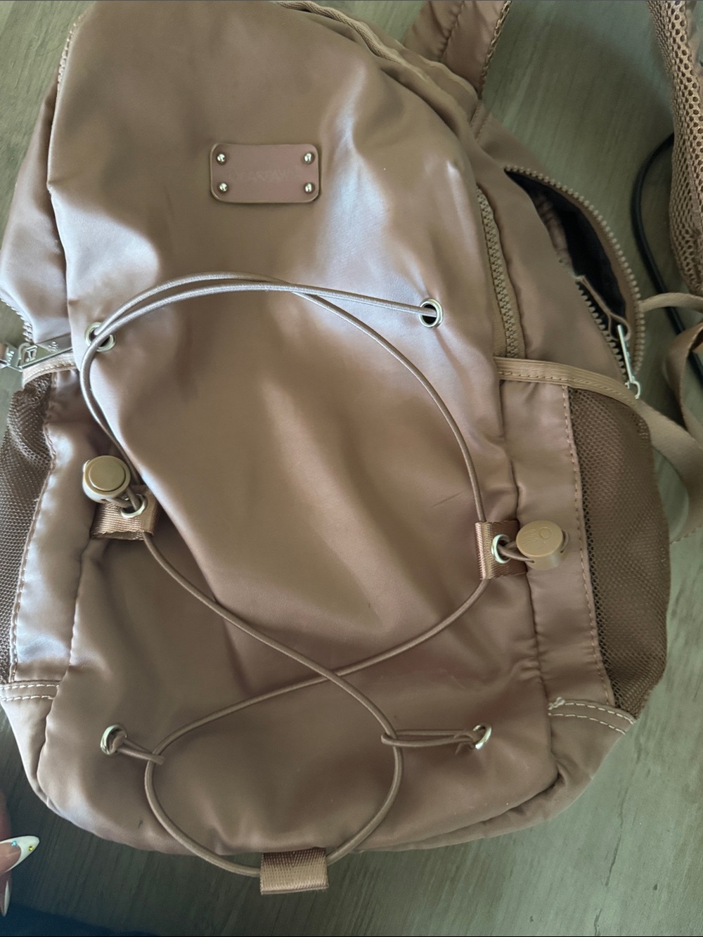 Women's Nylon Drawstring Backpack - Blush